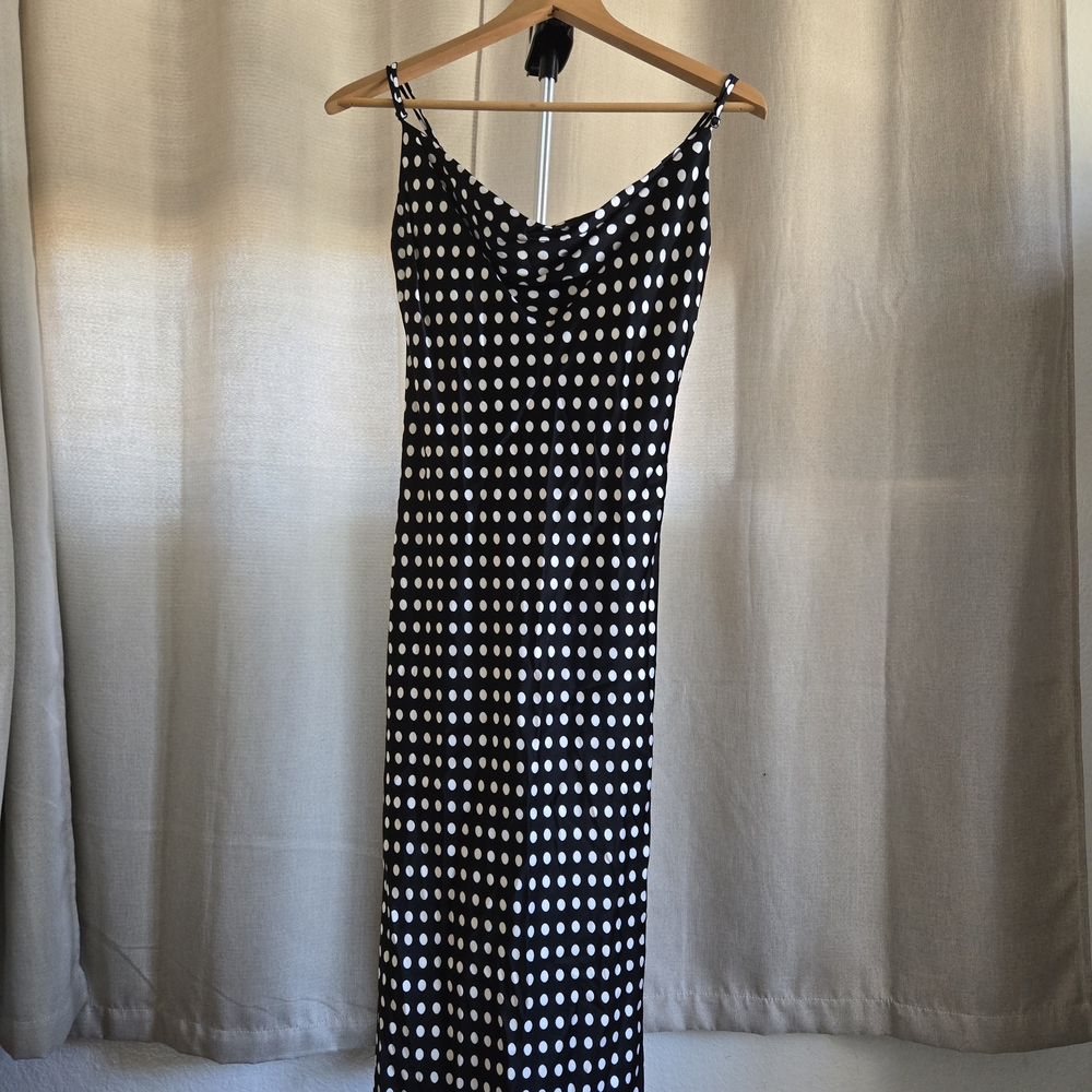 Zara Black and White Polka Dot Maxi Dress